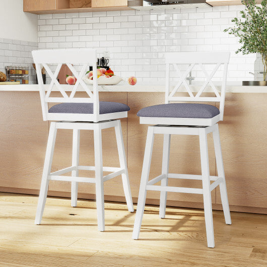 29 Inch Counter Height Barstools with Backrest and Upholstered Seat Cushion for Kitchen Dining Room-Oak
