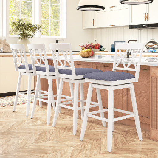 29 Inch Counter Height Barstools with Backrest and Upholstered Seat Cushion for Kitchen Dining Room-Oak