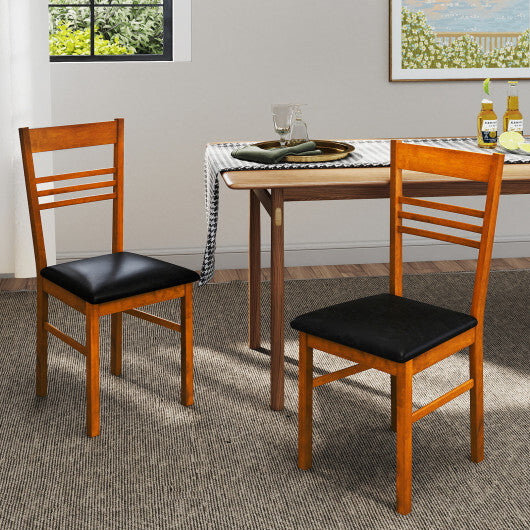 Wood Dining Chairs Set of 2 with Rubber Wood Frame-White