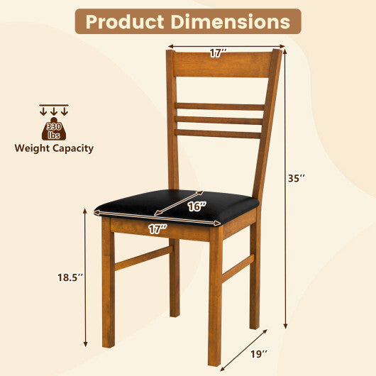 Wood Dining Chairs Set of 2 with Rubber Wood Frame-White