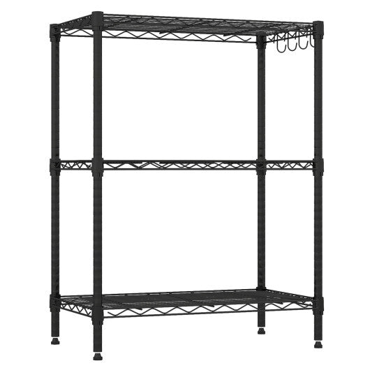 3-Tier Metal Storage Shelving Unit with V-Shaped Wire Rack and  450 LBS Capacity-Black