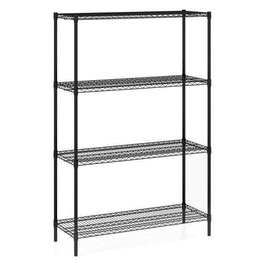 4-Tier Metal Storage Shelving Unit with V-Shaped Wire Rack-Black