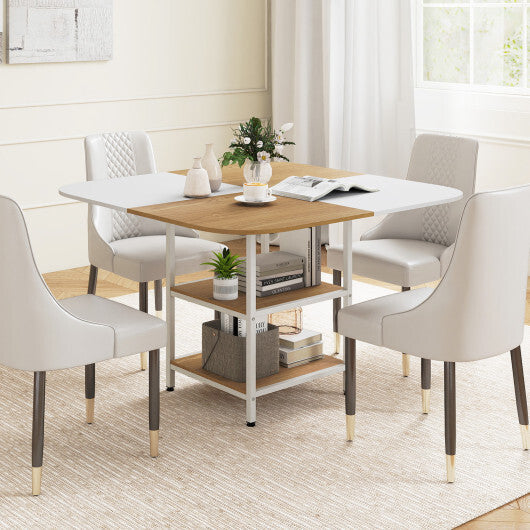47.5 inch Modern Dining Table  Square Kitchen Table with Mix-colored Tabletop-Rustic Brown