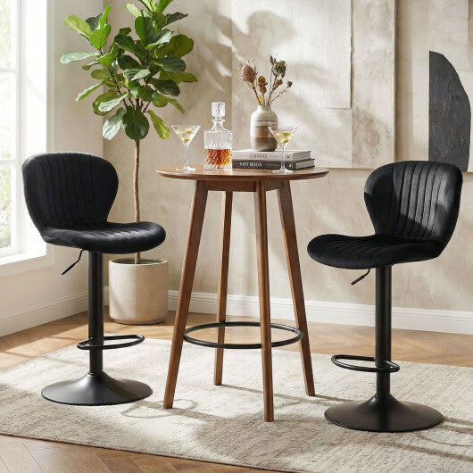 Adjustable Counter Height Chairs Set of 2 with Velvet Upholstered Backrests-Gray