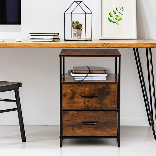 Freestanding Cabinet Dresser with Wooden Top Shelves-M