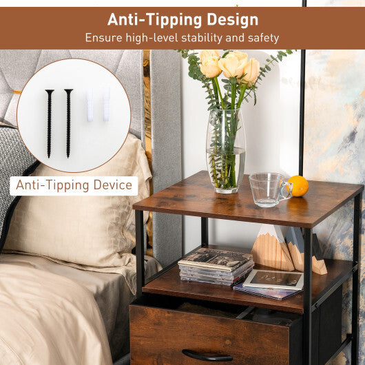 Freestanding Cabinet Dresser with Wooden Top Shelves-M