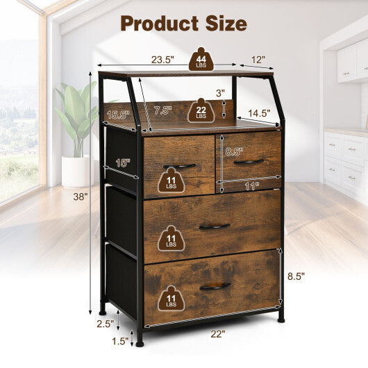 Freestanding Cabinet Dresser with Wooden Top Shelves-M