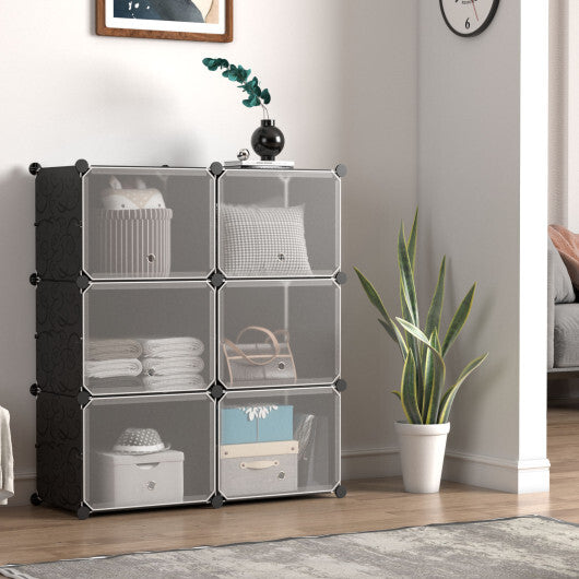 12-Cube 48 Pairs Portable Shoe Shelves with Hook-White