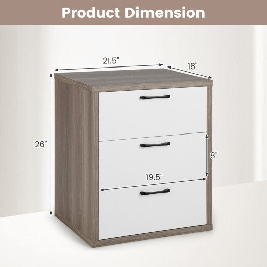 Modern Dresser Nightstand with 3 Slide-Out Drawers