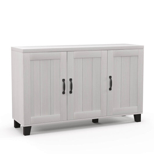 3-Door Buffet Sideboard with Adjustable Shelves and Anti-Tipping Kits-Brown