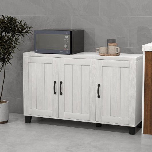 3-Door Buffet Sideboard with Adjustable Shelves and Anti-Tipping Kits-Brown
