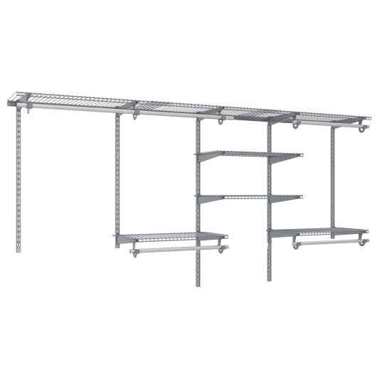 4-8 Feet Closet Organizers and Storage System with Hanging Rod for Laundry Bedroom-White