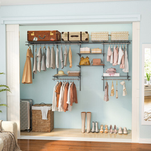 4-8 Feet Closet Organizers and Storage System with Hanging Rod for Laundry Bedroom-White