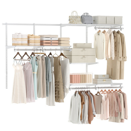 Closet System 4-8 FT Wall-Mounted Closet Shelves and Rod-Gray