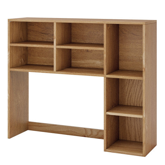Desktop Bookshelf with 7 Open Cubbies and 3 Adjustable Shelves-Brown