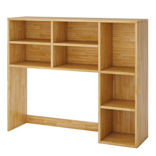 Desktop Bookshelf with 7 Open Cubbies and 3 Adjustable Shelves-Brown