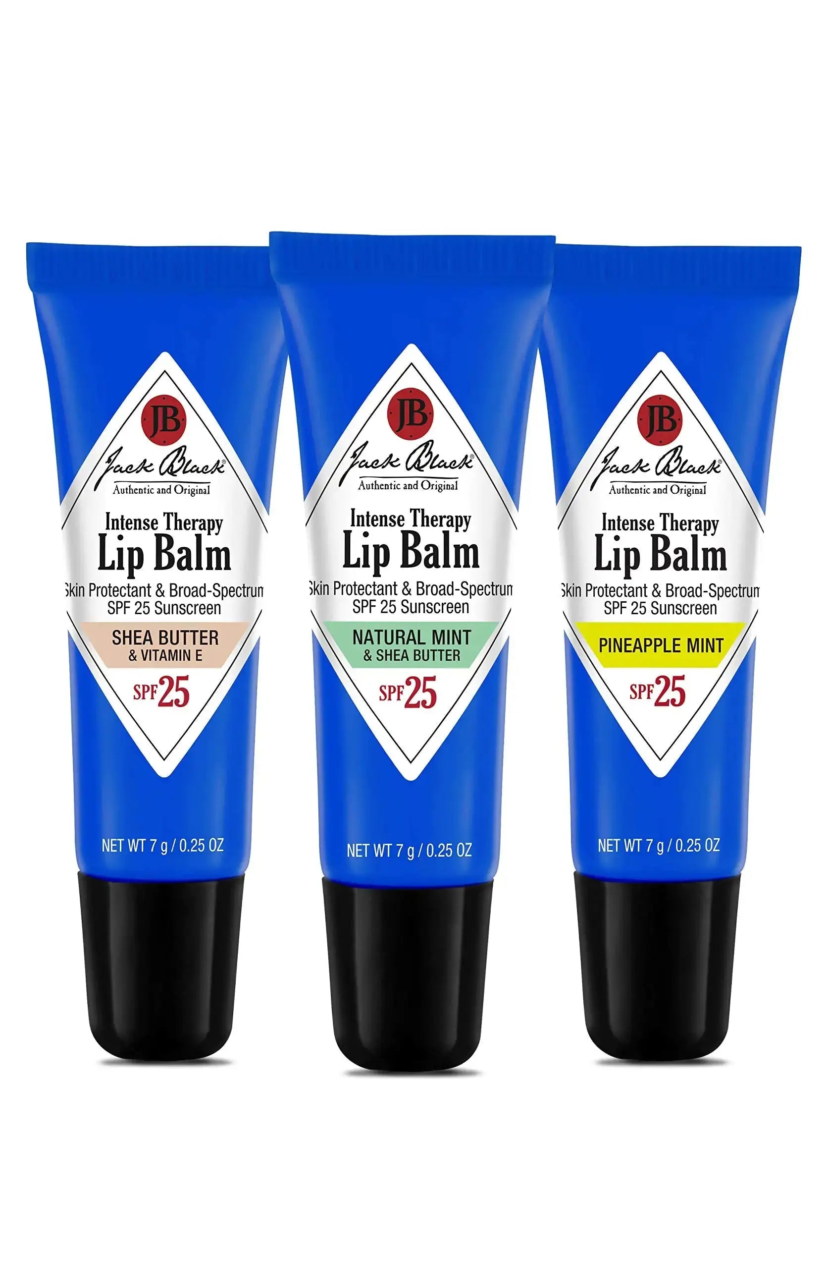 Jack Black Intense Therapy Lip Balm – SPF 25, Lip Moisturizer Trio with Reusable Tin (0.25 Oz)