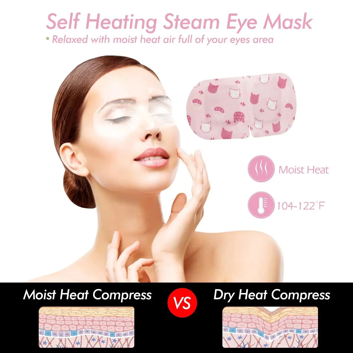 Jekeno Steam Eye Mask - 16 Packs for Dry Eyes, Warm Compress, Relaxation & Sleep - Travel Essentials for Men & Women (Rose)