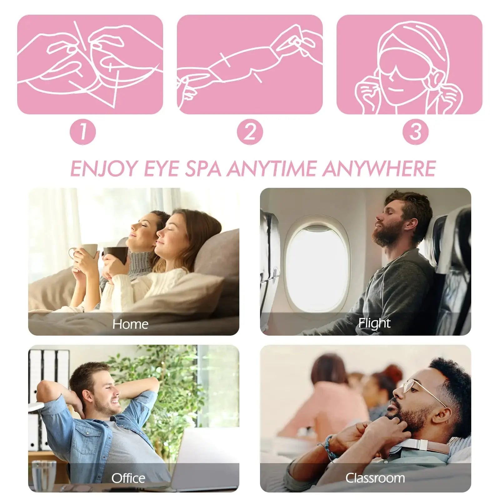 Jekeno Steam Eye Mask - 16 Packs for Dry Eyes, Warm Compress, Relaxation & Sleep - Travel Essentials for Men & Women (Rose)