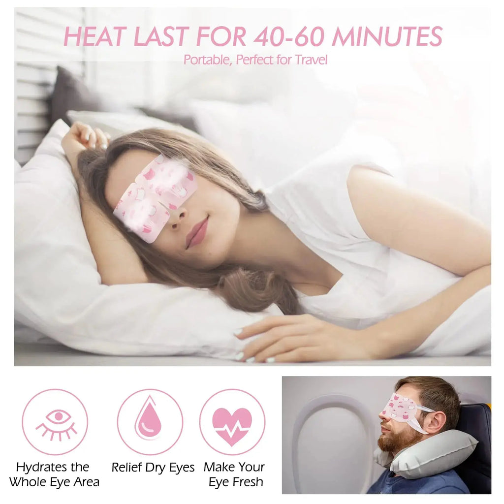 Jekeno Steam Eye Mask - 16 Packs for Dry Eyes, Warm Compress, Relaxation & Sleep - Travel Essentials for Men & Women (Rose)