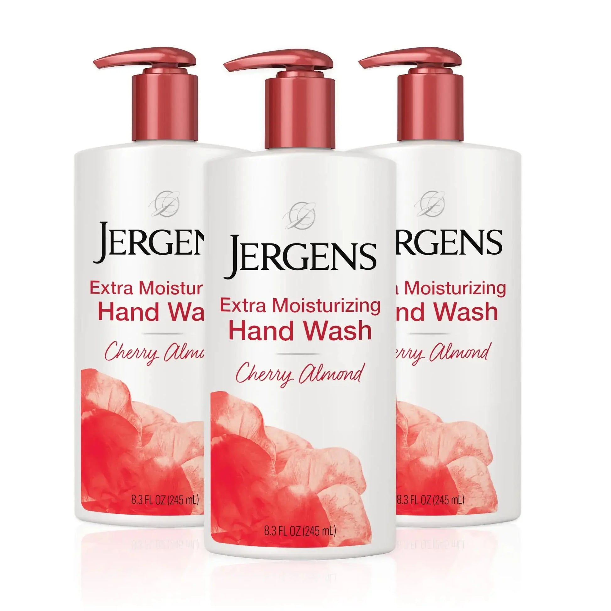 Jergens Extra Moisturizing Hand Soap – Cherry Almond Scent, 8.3 Fl Oz (Pack of 3) – Hydrating Liquid Hand Wash for Dry Skin