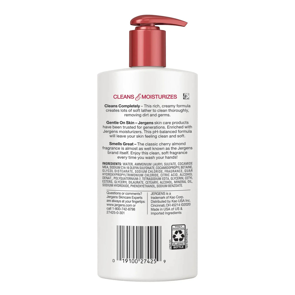 Jergens Extra Moisturizing Hand Soap – Cherry Almond Scent, 8.3 Fl Oz (Pack of 3) – Hydrating Liquid Hand Wash for Dry Skin