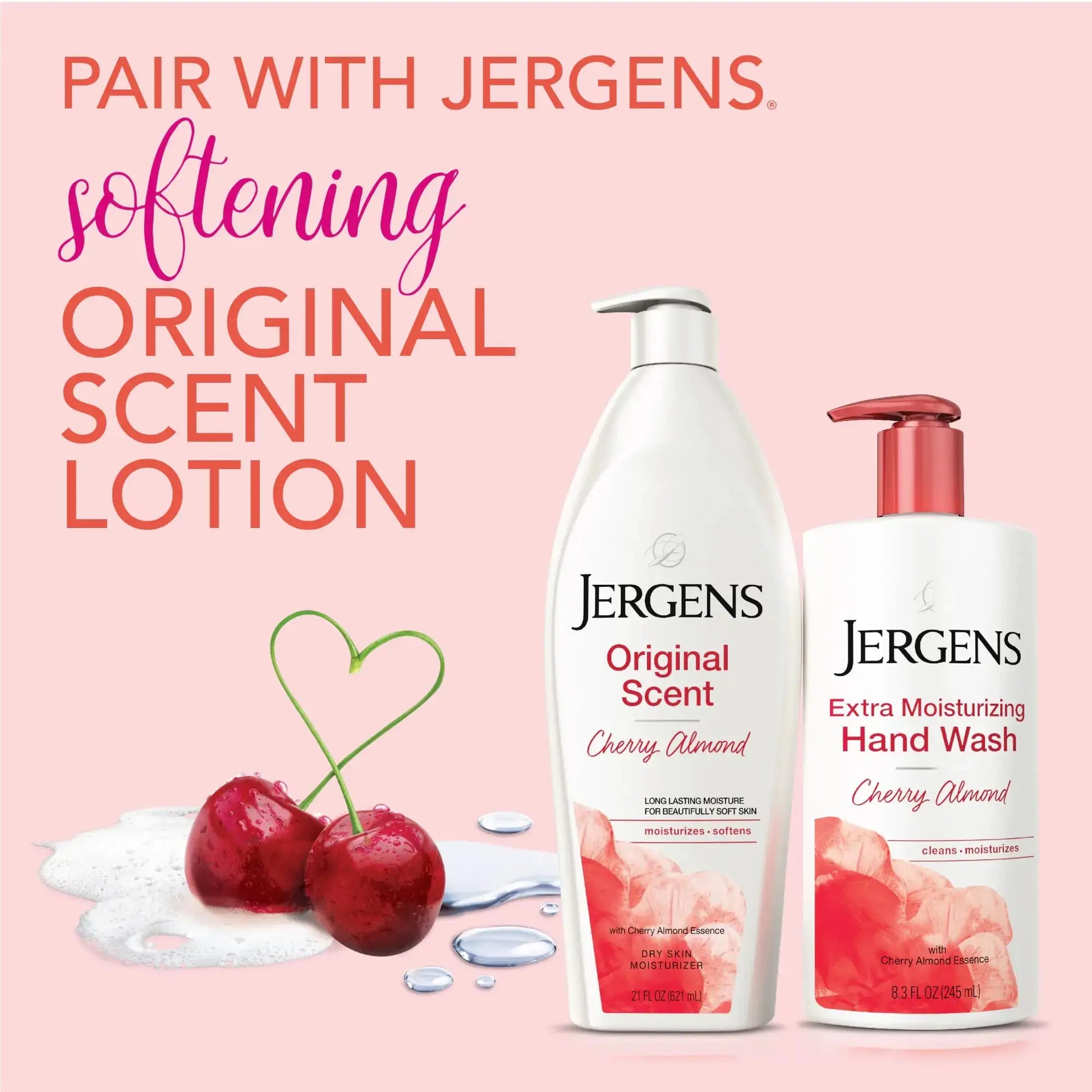 Jergens Extra Moisturizing Hand Soap – Cherry Almond Scent, 8.3 Fl Oz (Pack of 3) – Hydrating Liquid Hand Wash for Dry Skin