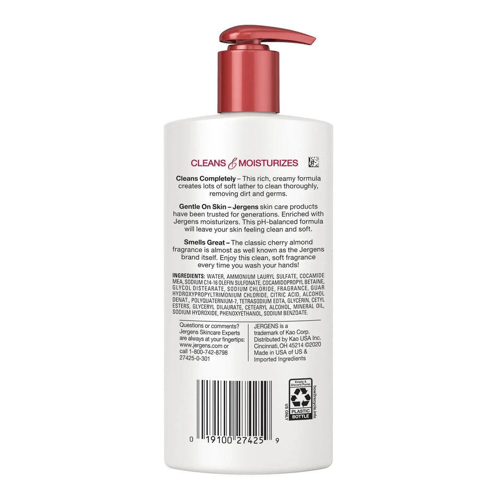 Jergens Extra Moisturizing Hand Soap – Cherry Almond Scent, 8.3 Fl Oz (Pack of 3) – Hydrating Liquid Hand Wash for Dry Skin