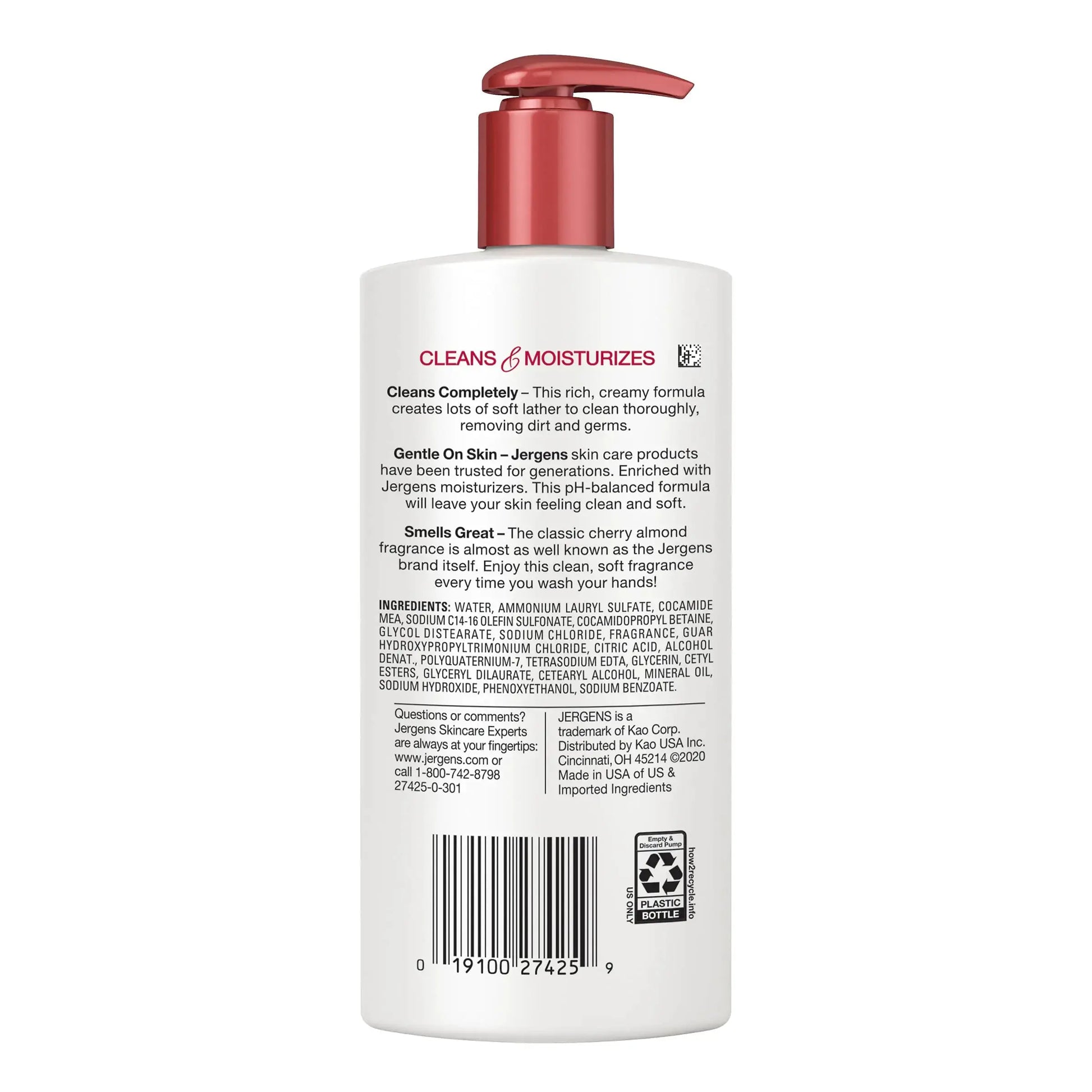 Jergens Extra Moisturizing Hand Soap – Cherry Almond Scent, 8.3 Fl Oz (Pack of 3) – Hydrating Liquid Hand Wash for Dry Skin