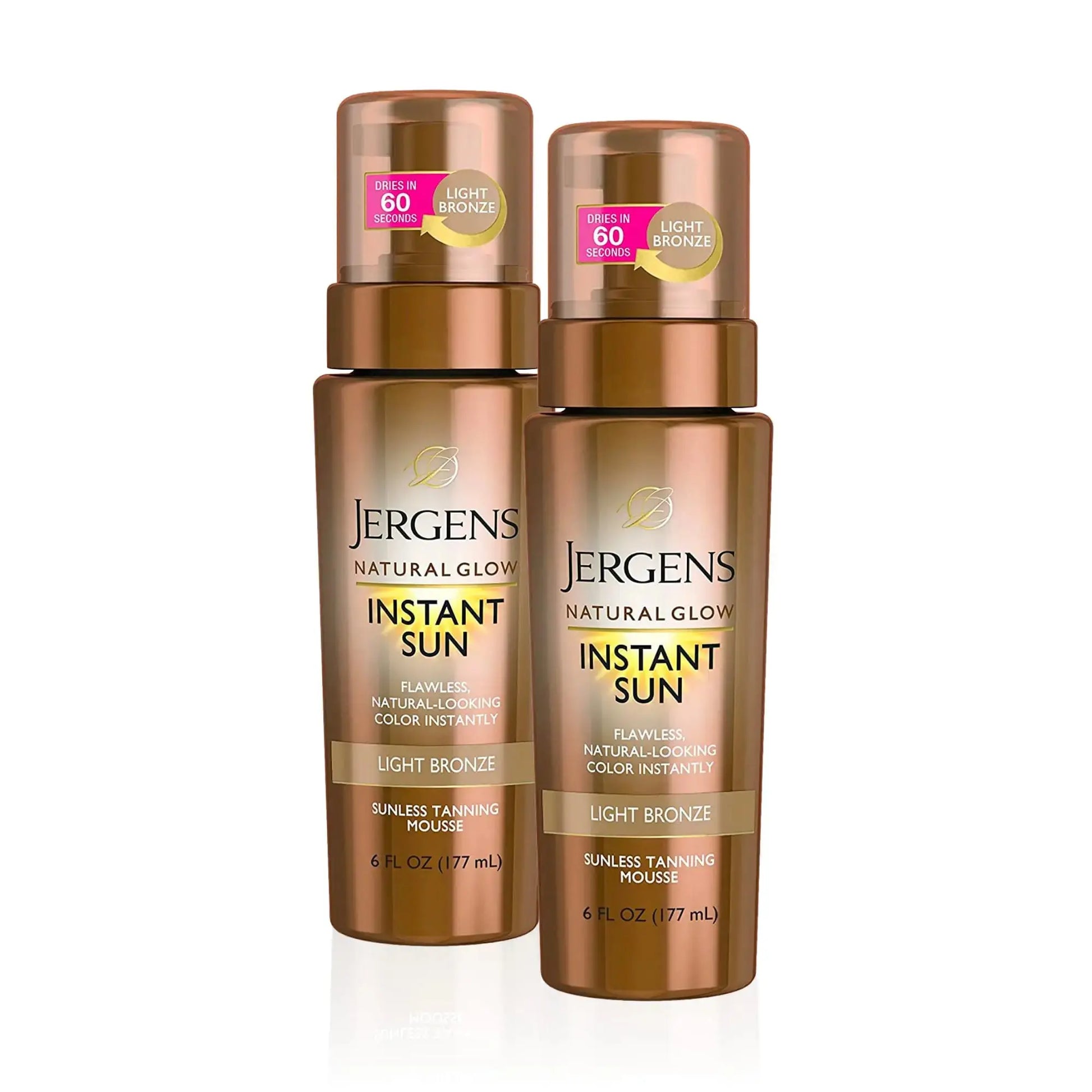 Jergens Natural Glow Instant Self Tanner Mousse, Sunless Tanning Light Bronze Tan
