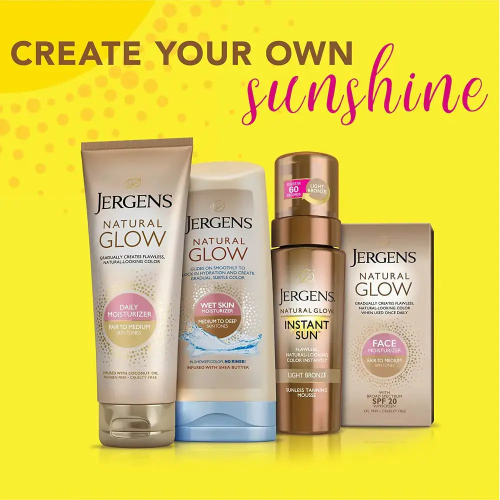 Jergens Natural Glow Instant Self Tanner Mousse, Sunless Tanning Light Bronze Tan