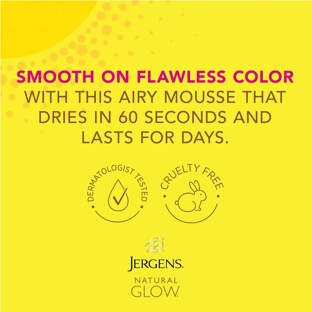 Jergens Natural Glow Instant Self Tanner Mousse, Sunless Tanning Light Bronze Tan