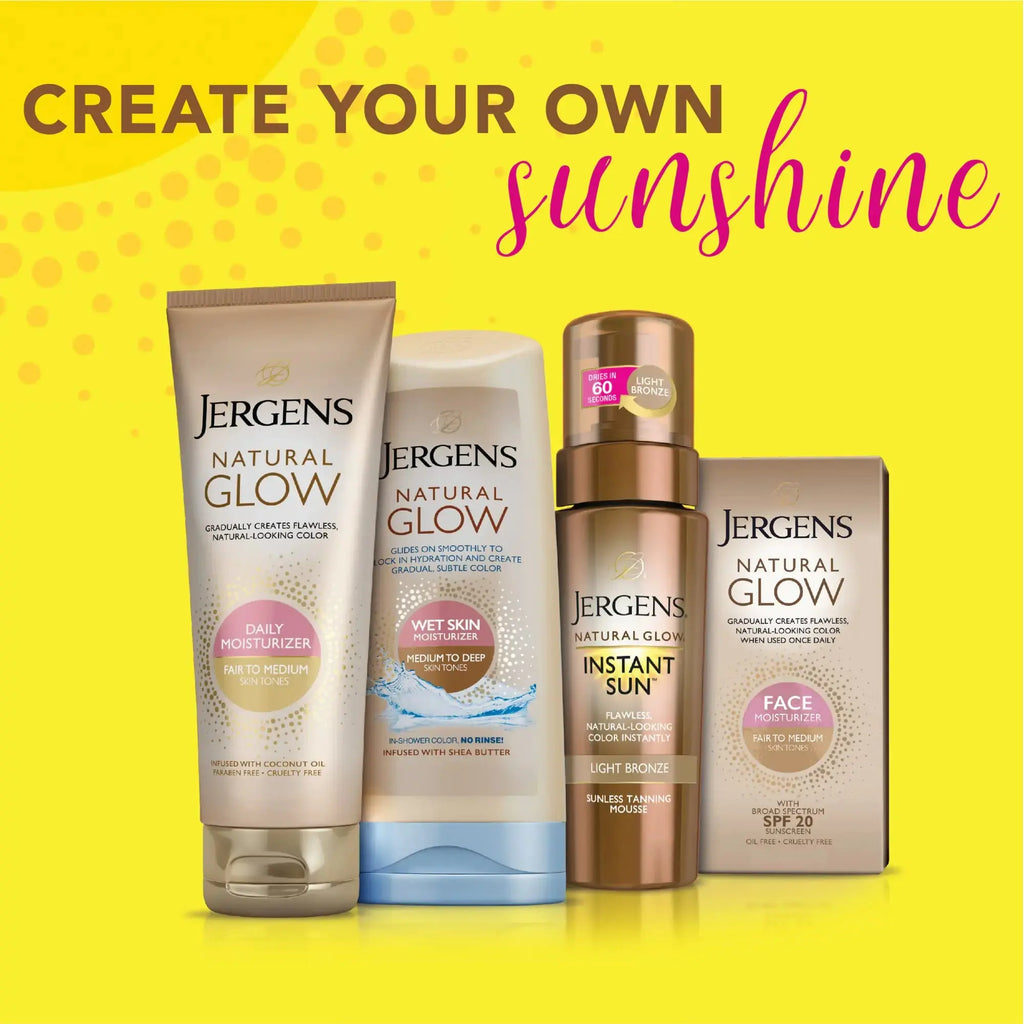 Jergens Natural Glow Instant Self Tanner Mousse, Sunless Tanning Light Bronze Tan