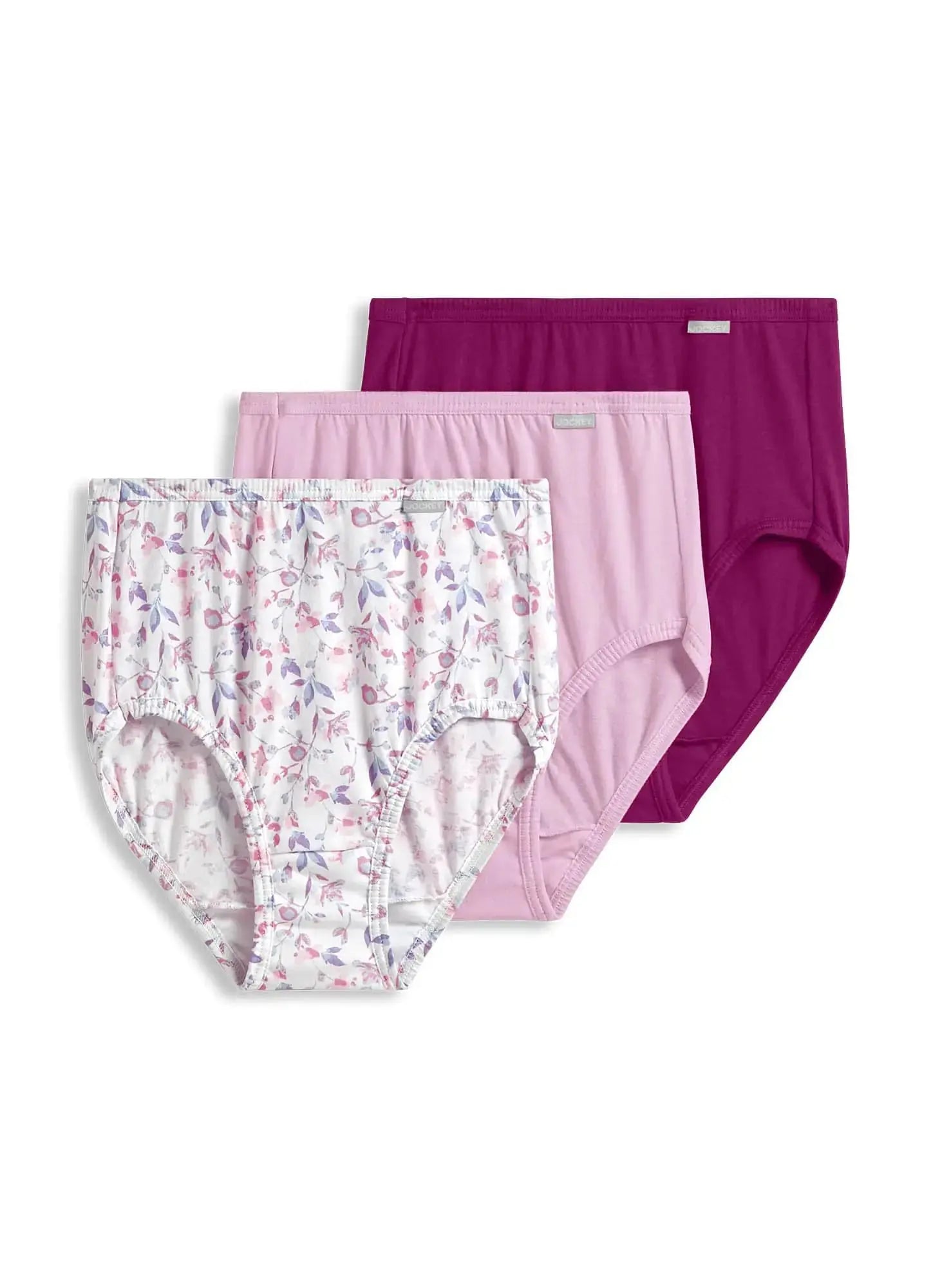 Jockey Women's Underwear Elance Brief - 3 Pack 9 Plus Chalky Pink/Painted Purple Meadow/Majestic Berry