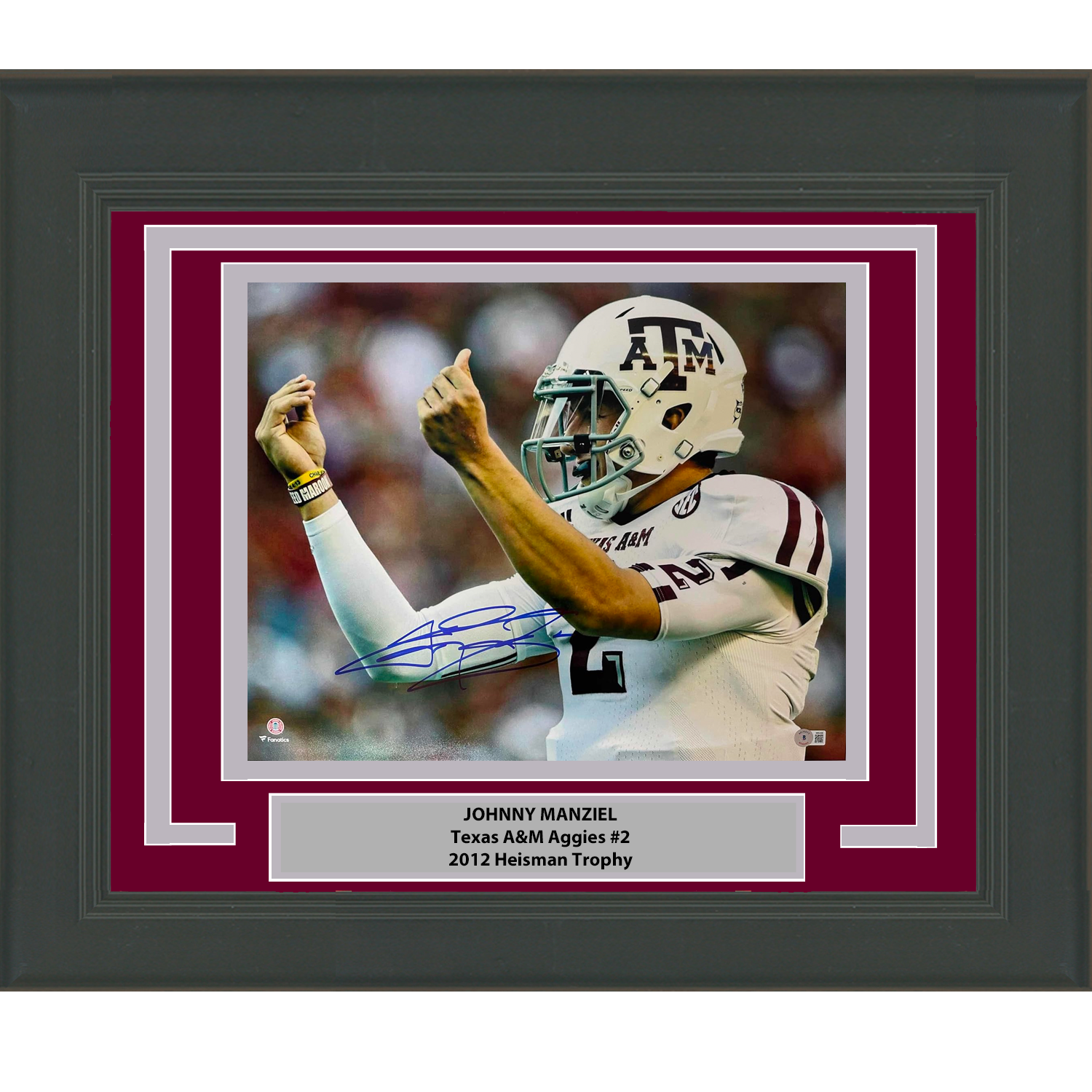 Framed Autographed/Signed Johnny Manziel Money Sign Texas A&M Aggies 16x20 College Football Photo Beckett BAS COA