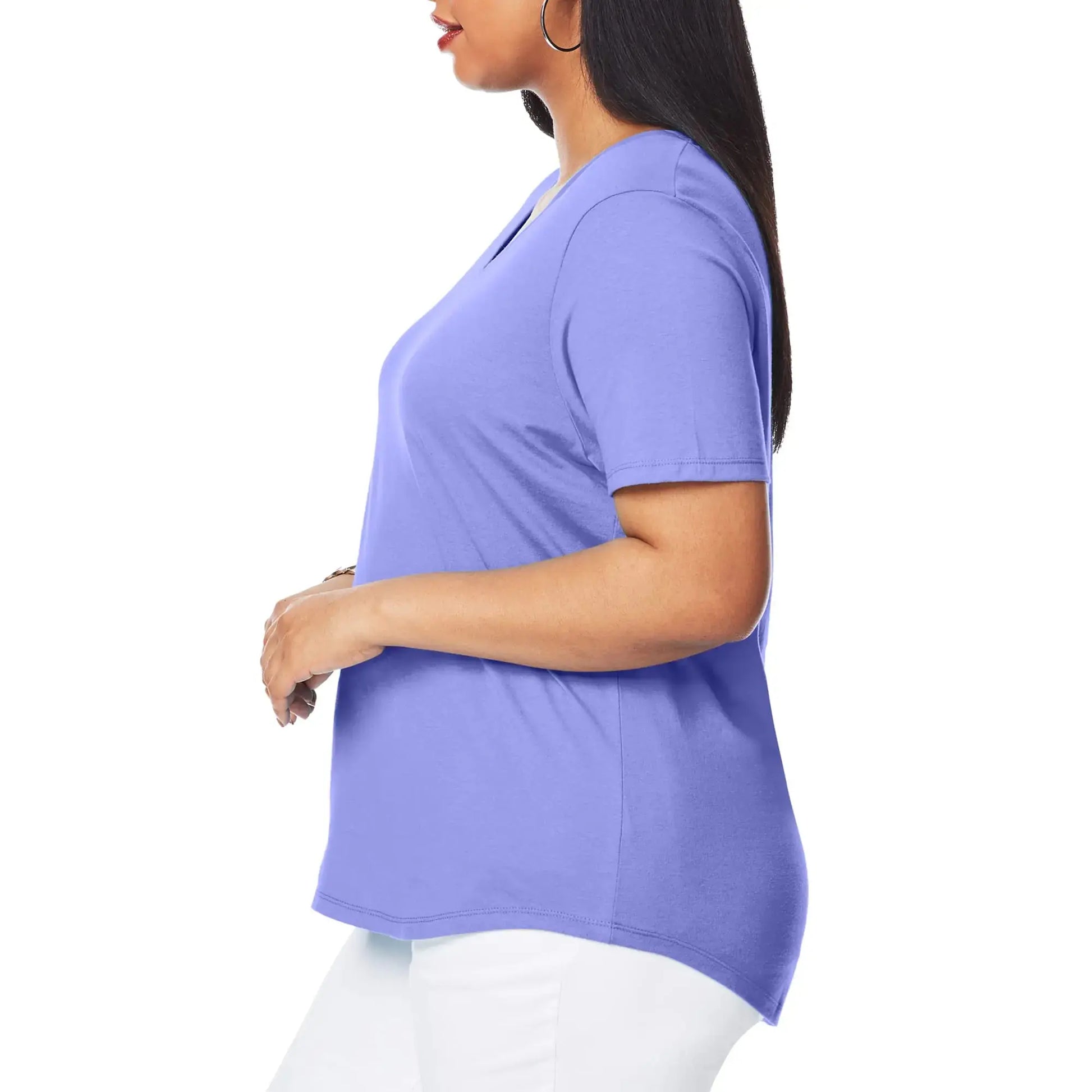 Just My Size Women's Plus-Size Short Sleeve V-Neck Tee 2X Petal Purple