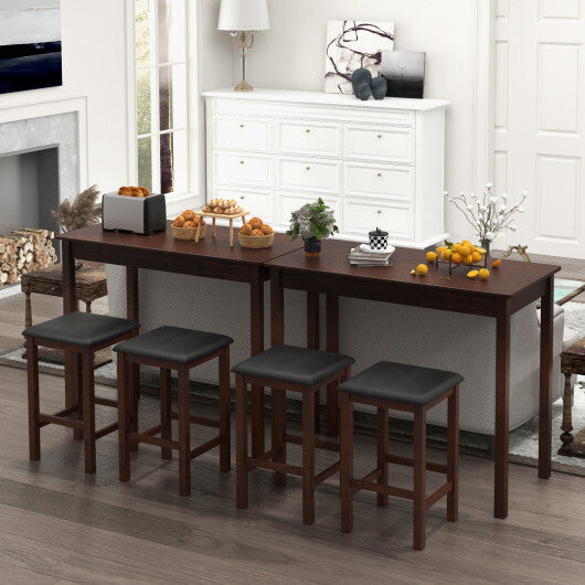 3-Piece Bar Table Set Dining Table and 2 Bar Stools-White