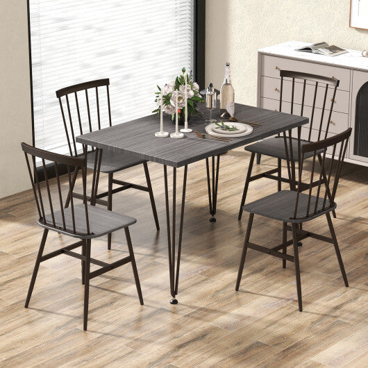 5-Piece Dining Table Set for 4 with 360? Swivel Feet for Small Place-Grey Oak