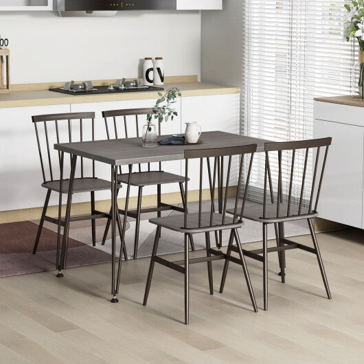 5-Piece Dining Table Set for 4 with 360? Swivel Feet for Small Place-Grey Oak