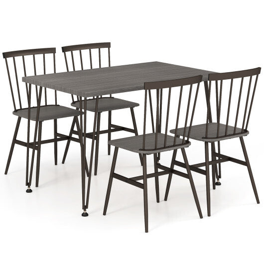 5-Piece Dining Table Set for 4 with 360? Swivel Feet for Small Place-Grey Oak