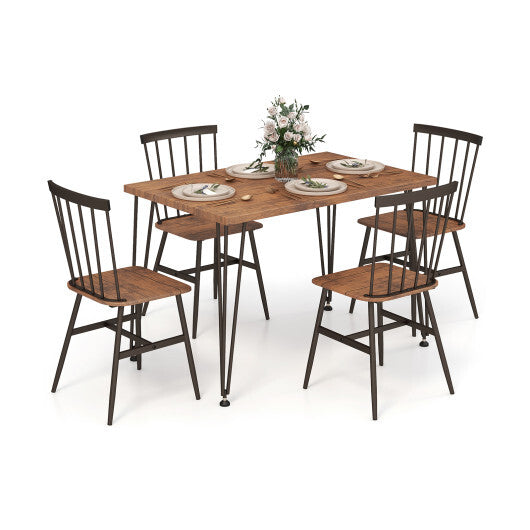 5-Piece Dining Table Set for 4 with 360? Swivel Feet for Small Place-Grey Oak
