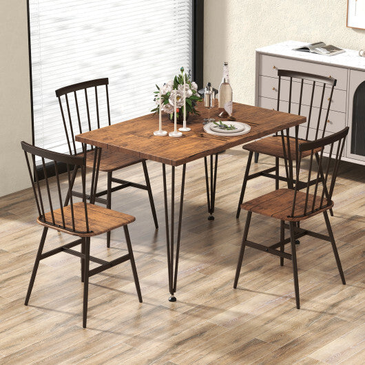 5-Piece Dining Table Set for 4 with 360? Swivel Feet for Small Place-Grey Oak