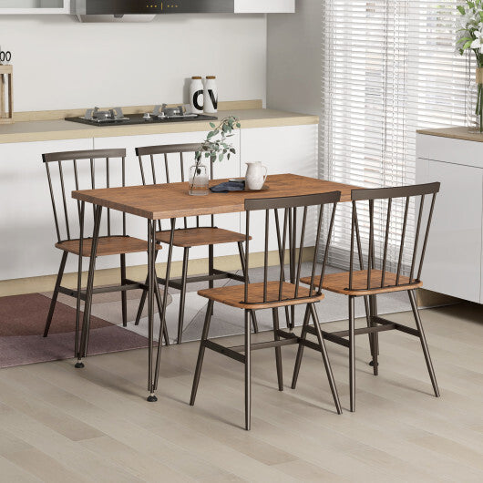 5-Piece Dining Table Set for 4 with 360? Swivel Feet for Small Place-Grey Oak