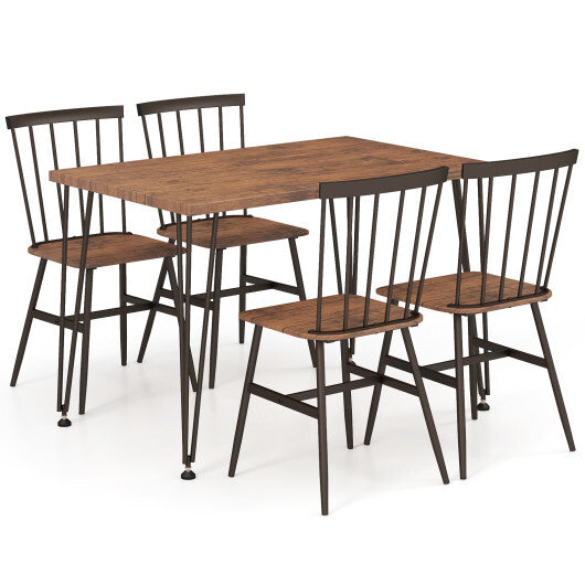 5-Piece Dining Table Set for 4 with 360? Swivel Feet for Small Place-Grey Oak
