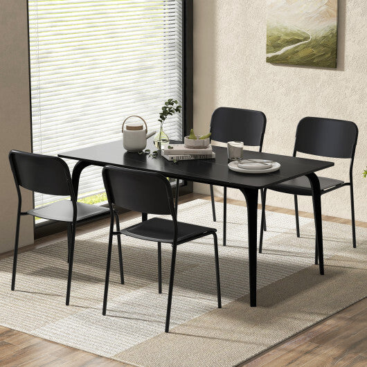 Modern Dining Chairs Set of 4 with Tilted Backrest and Sturdy Metal Legs-White