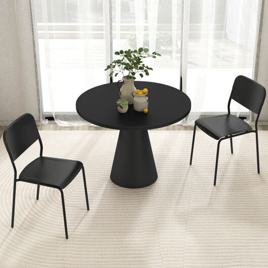 Modern Dining Chairs Set of 4 with Tilted Backrest and Sturdy Metal Legs-White