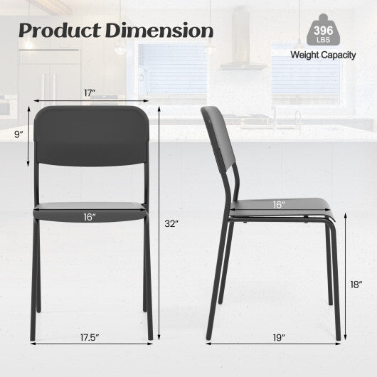 Modern Dining Chairs Set of 4 with Tilted Backrest and Sturdy Metal Legs-White