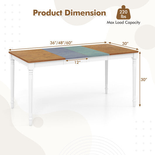 Extendable Dining Table with Rubber Wood Legs for 4-8 People-White