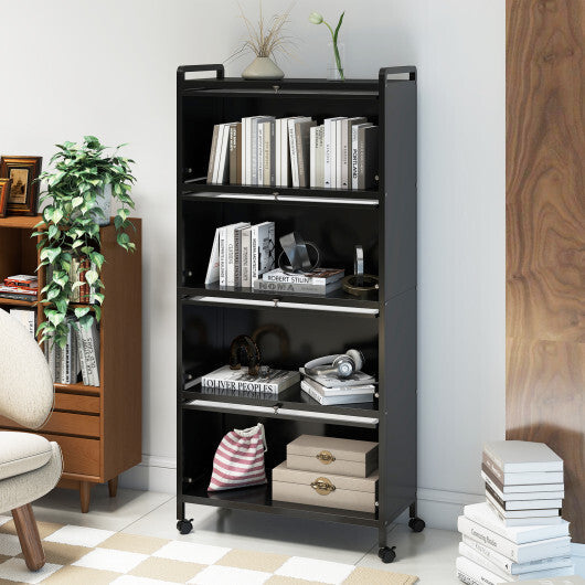 5-Tier Kitchen Pantry Storage Cabinet with Flip-Up Doors-White