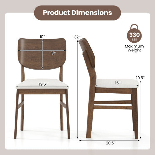 Farmhouse Upholstered Kitchen Chairs Set of 2 with Rubber Wood Frame-Gray